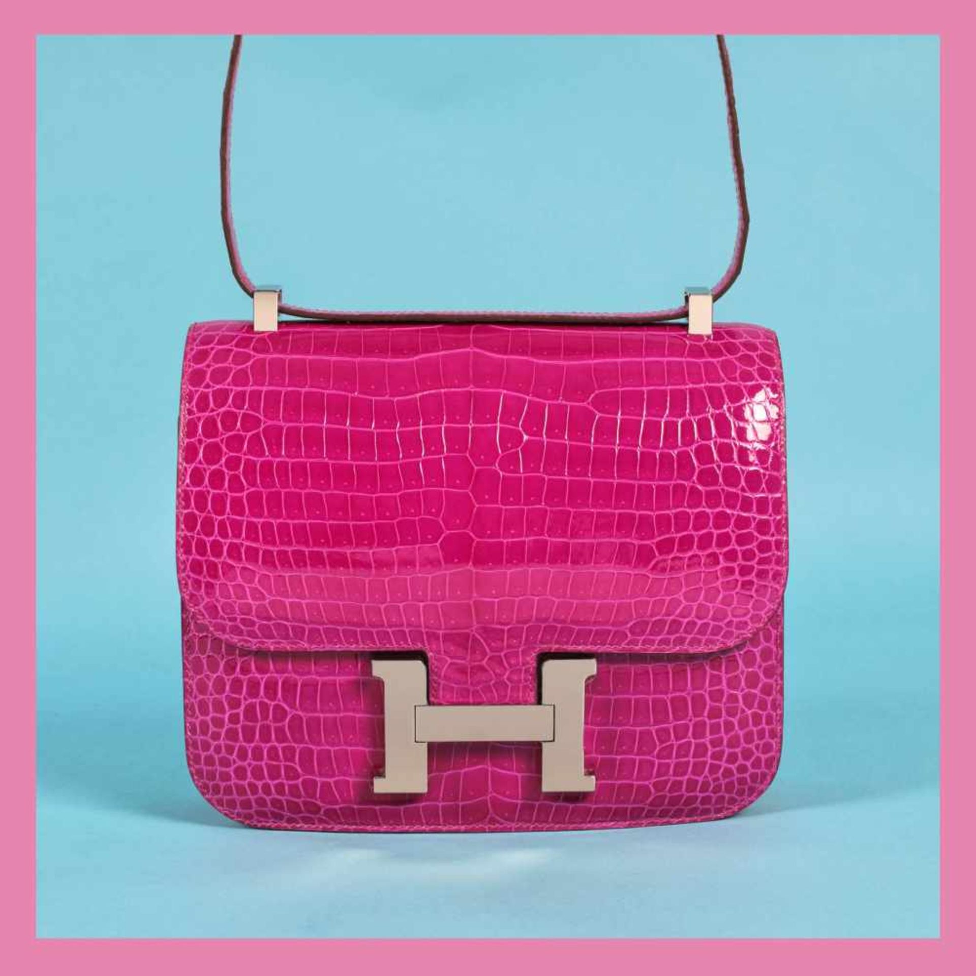 "Constance 24" - Hermès exceptional bag, crocodile leather, colour Rose Scheherazade, for women