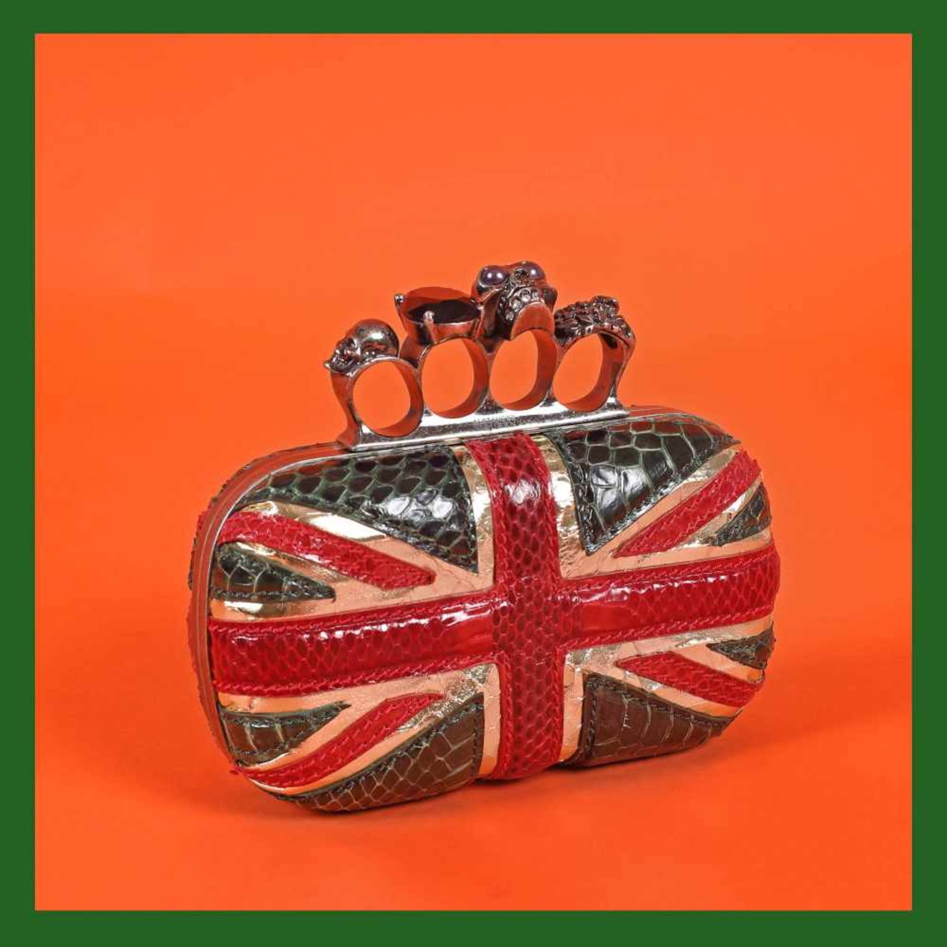 Clutch Alexander McQueen, leather, in the colours of the British flag