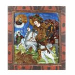"Saint George Killing the Dragon", painted frame, attributed to the Morar painters, Săliștea, Sibi