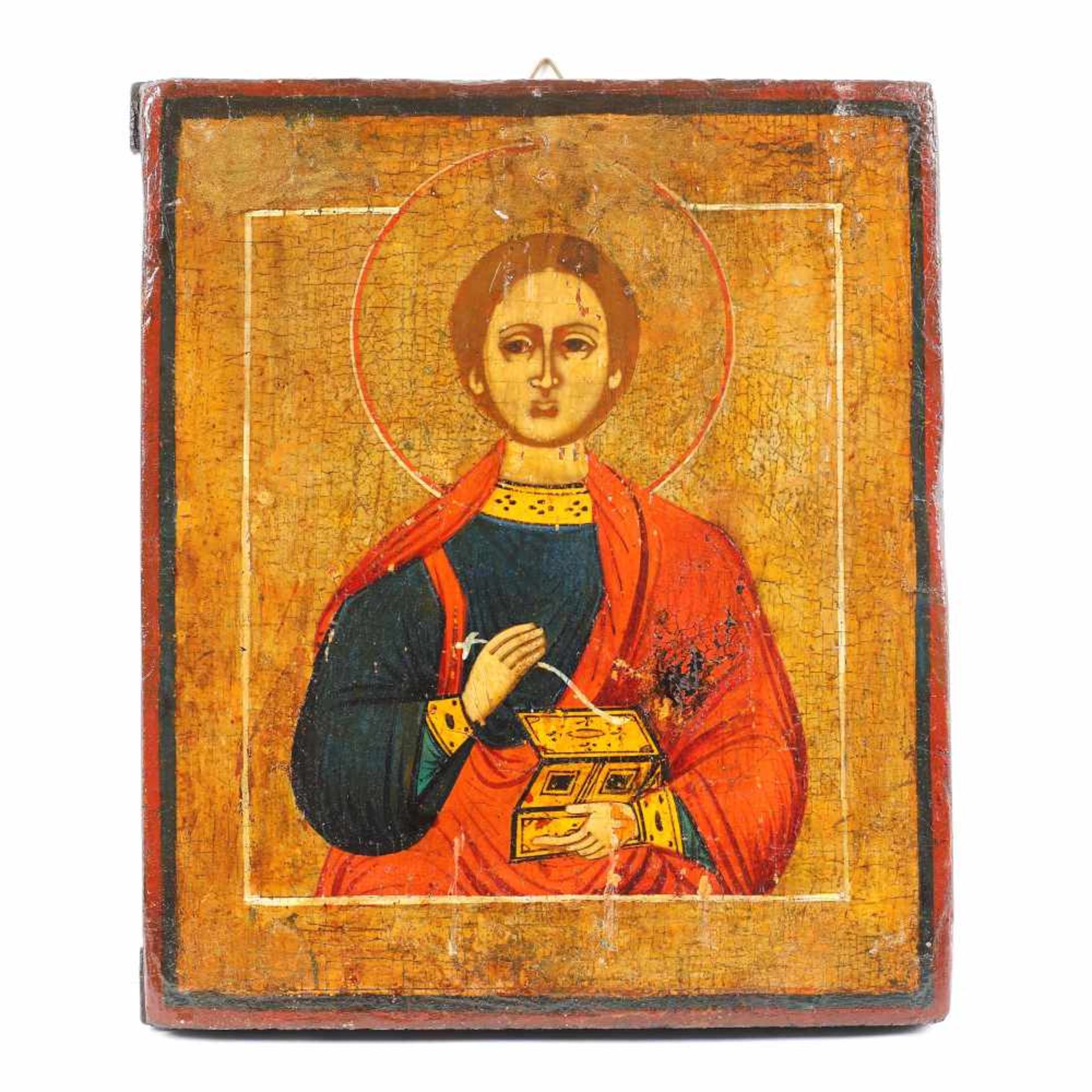 "Saint Pantelimon", icon on wood, Russian school, mid-19th century, rarity