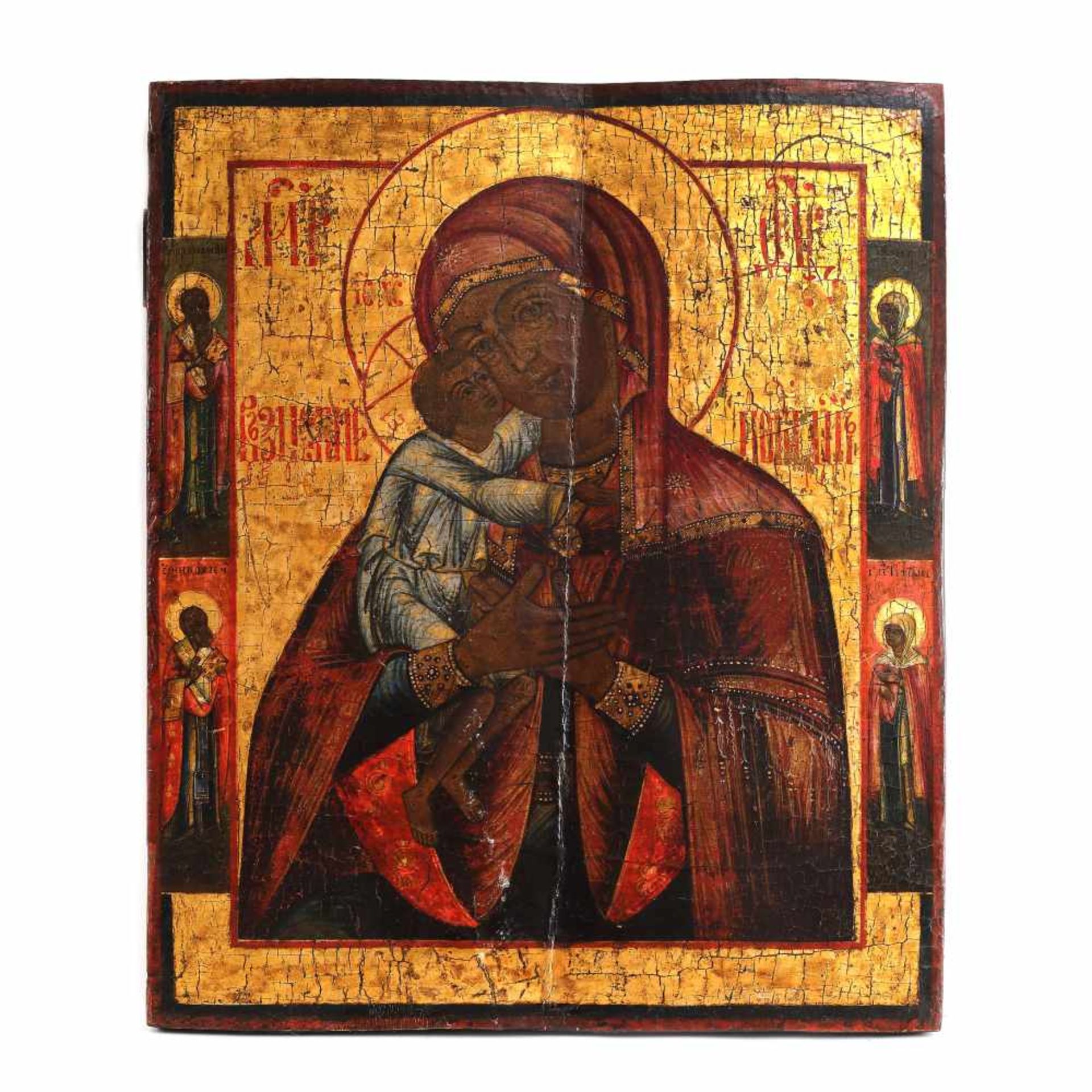 "Virgin Mary and the Baby (Glikofilusa)", icon on wood, Russian school, early 19th century