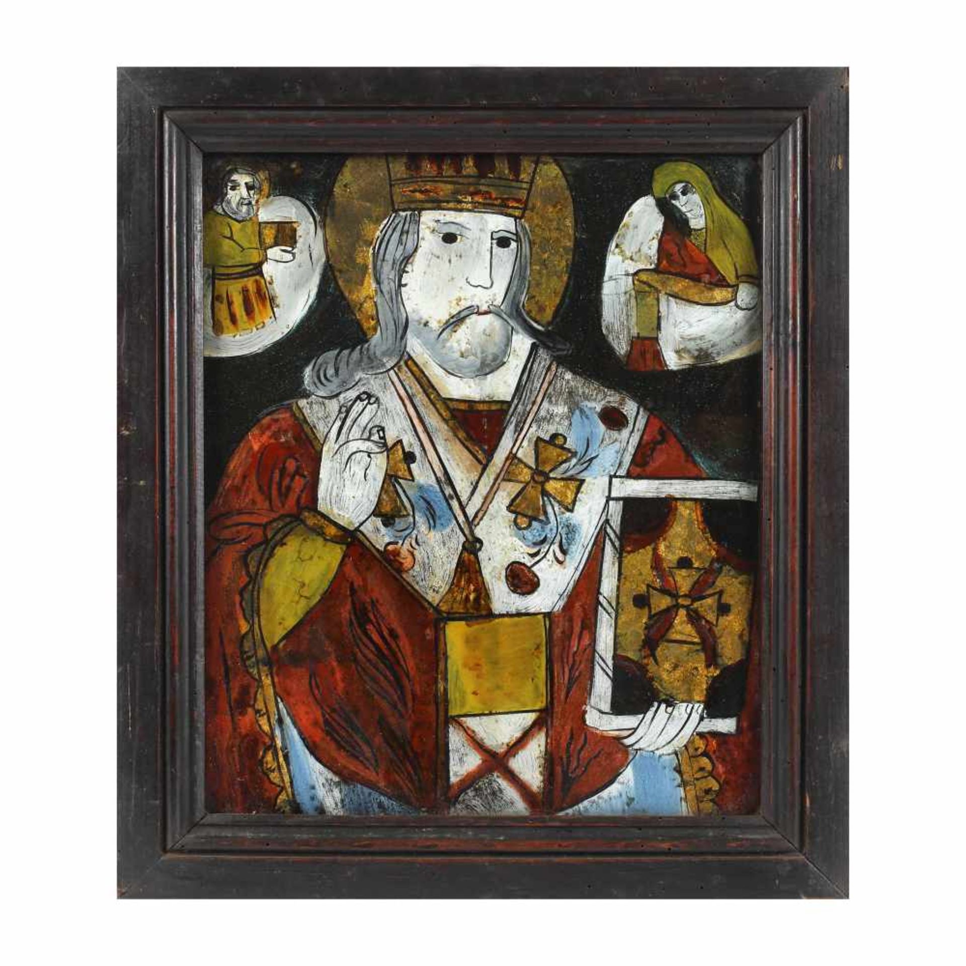 "Saint Nicholas", icon on glass, attributed to painter Petru Prodan, Maieri, Alba Iulia, late 19th c