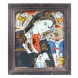 "Bereaved Virgin Mary", icon on glass, attributed to painter Petru Prodan, Maieri, Alba Iulia, appro
