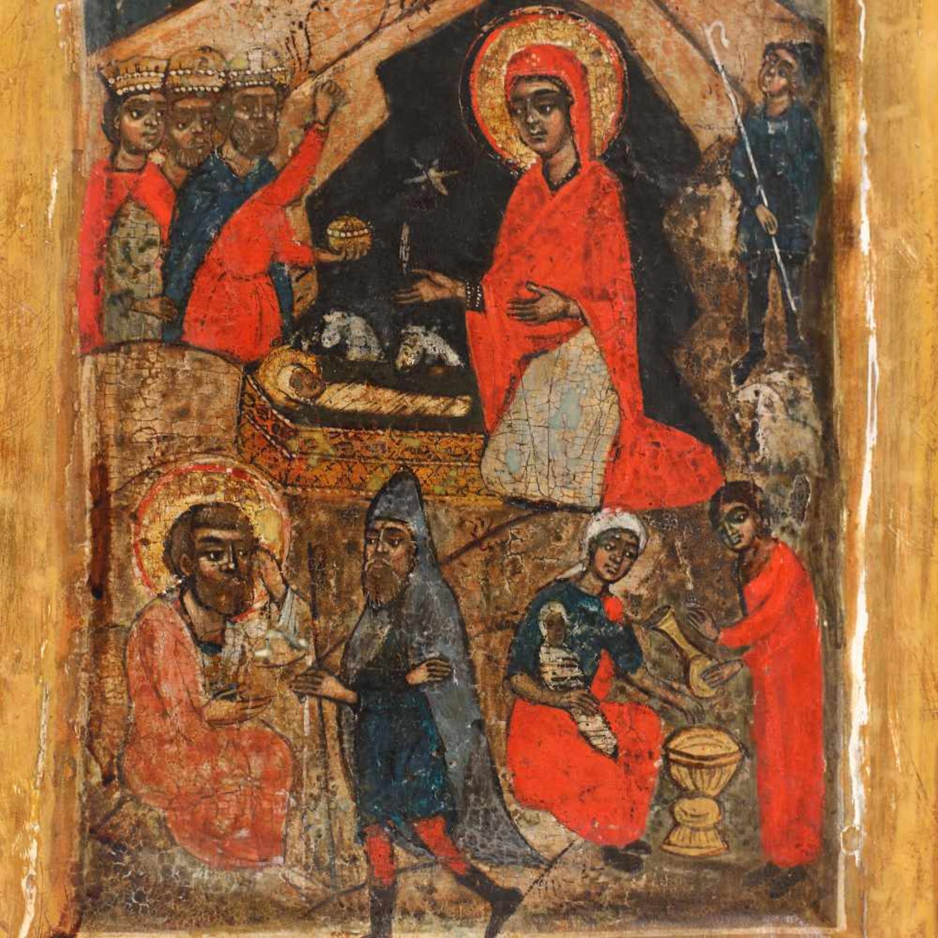 "Nativity", icon on wood, Moldovan school, late 17th century, very rare collector's item - Bild 2 aus 3