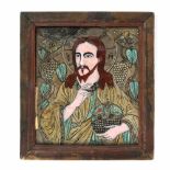 "Jesus Pantocrator", icon on glass, painted frame, attributed to painter Nicolae Oancea din Vale,