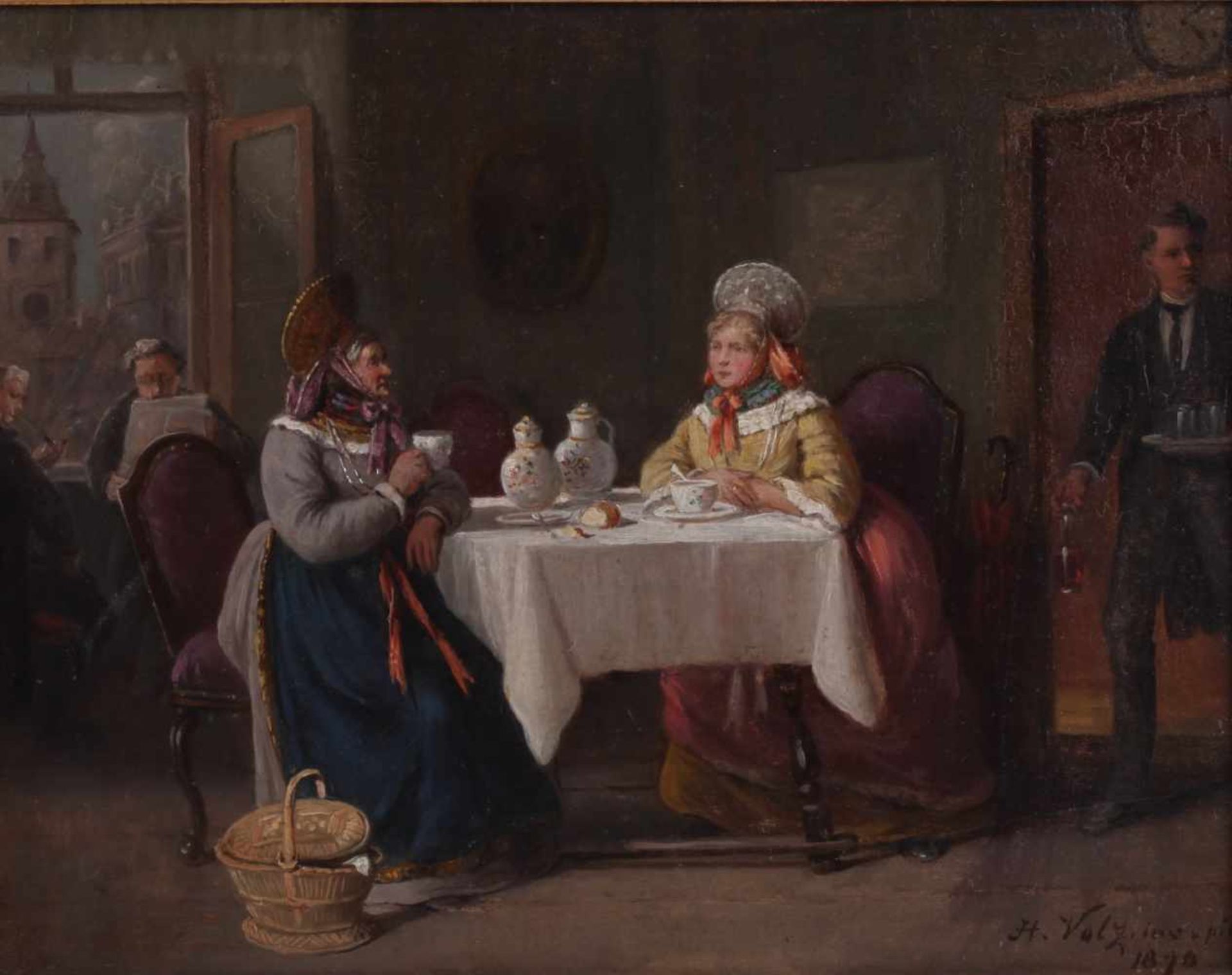 Hermann Volz (1814-1894). Genre scenes &quot;At tea&quot;.