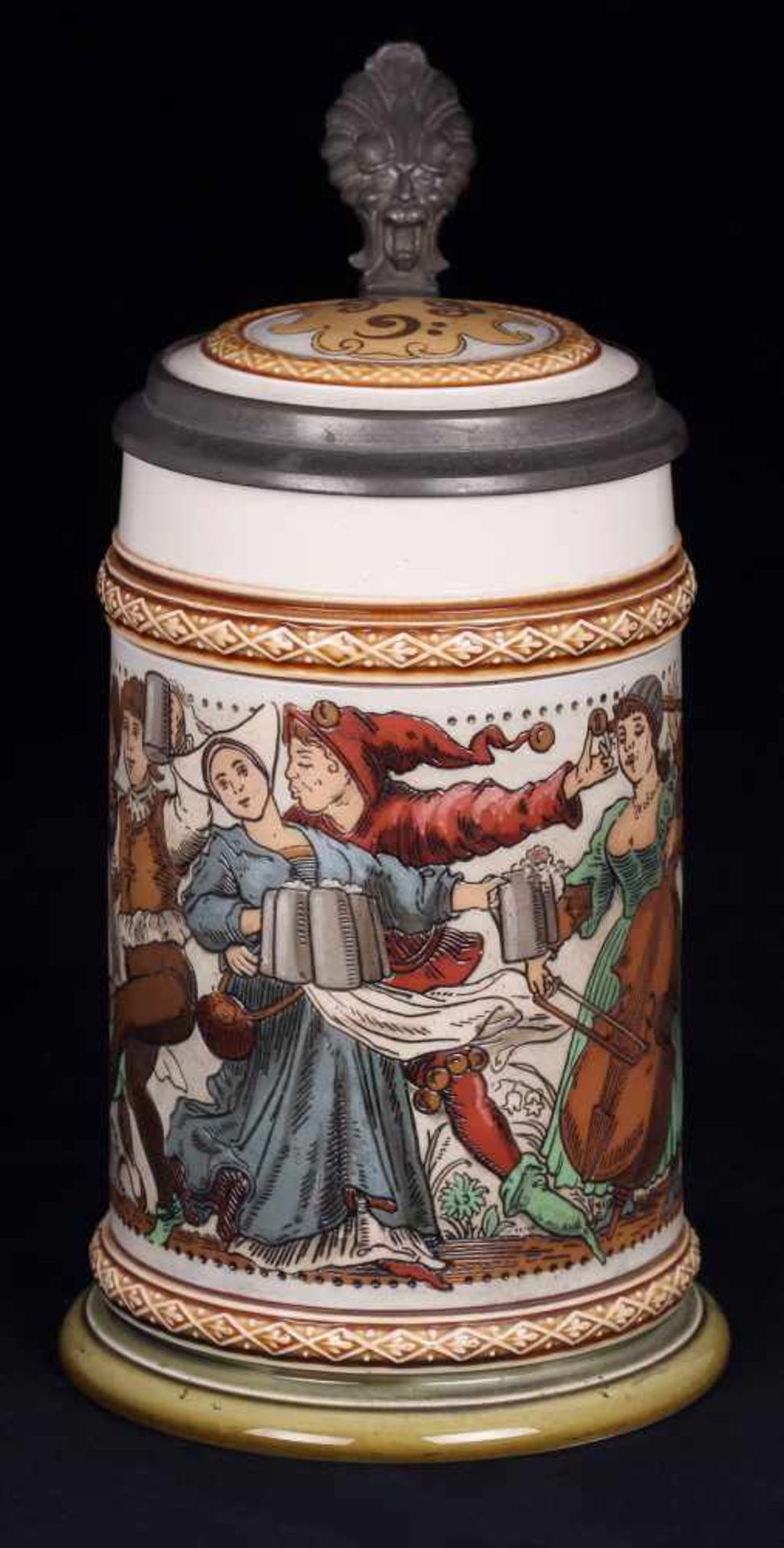 Beer stein &quot;Strolling musicians&quot;. Germany. VilleroyBoch. 1900. - Bild 3 aus 4