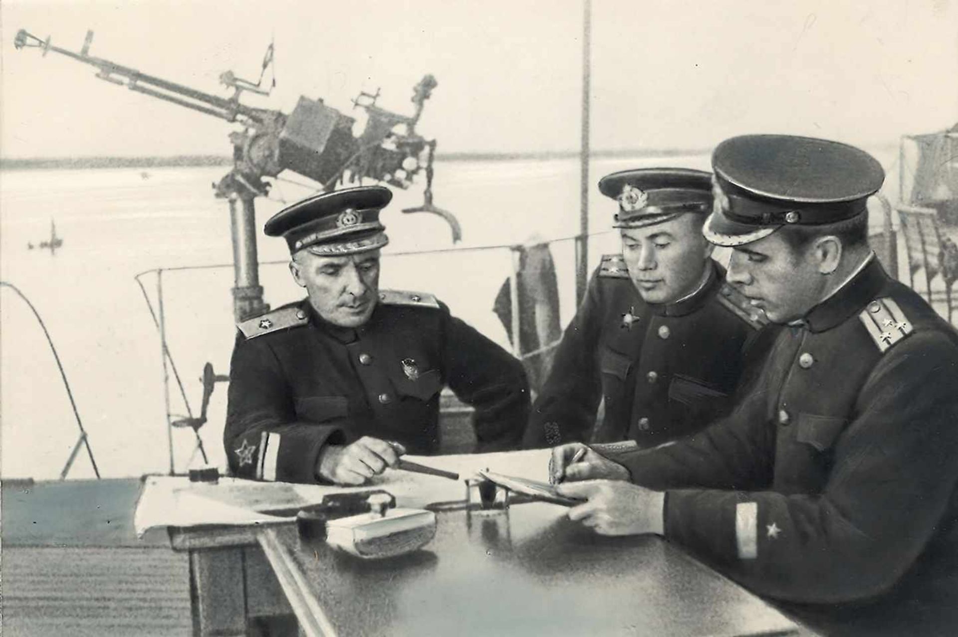 [Soviet]. Photograph "Military Council of Volga fleet". 1943. Original print. - 11x16 cm.