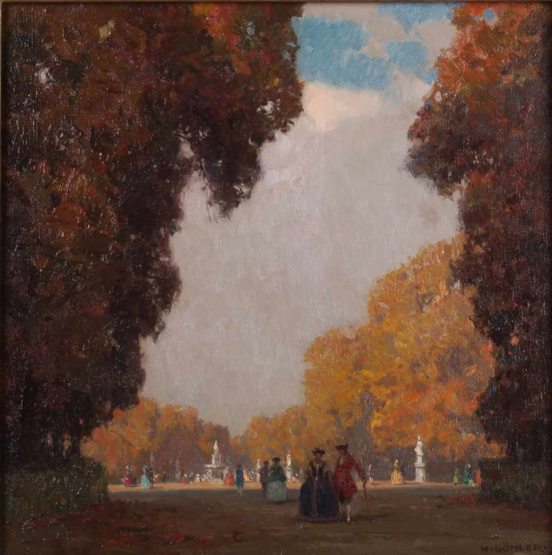 Hermann Göhler (1874-1959). In the autumn park on Sunday.