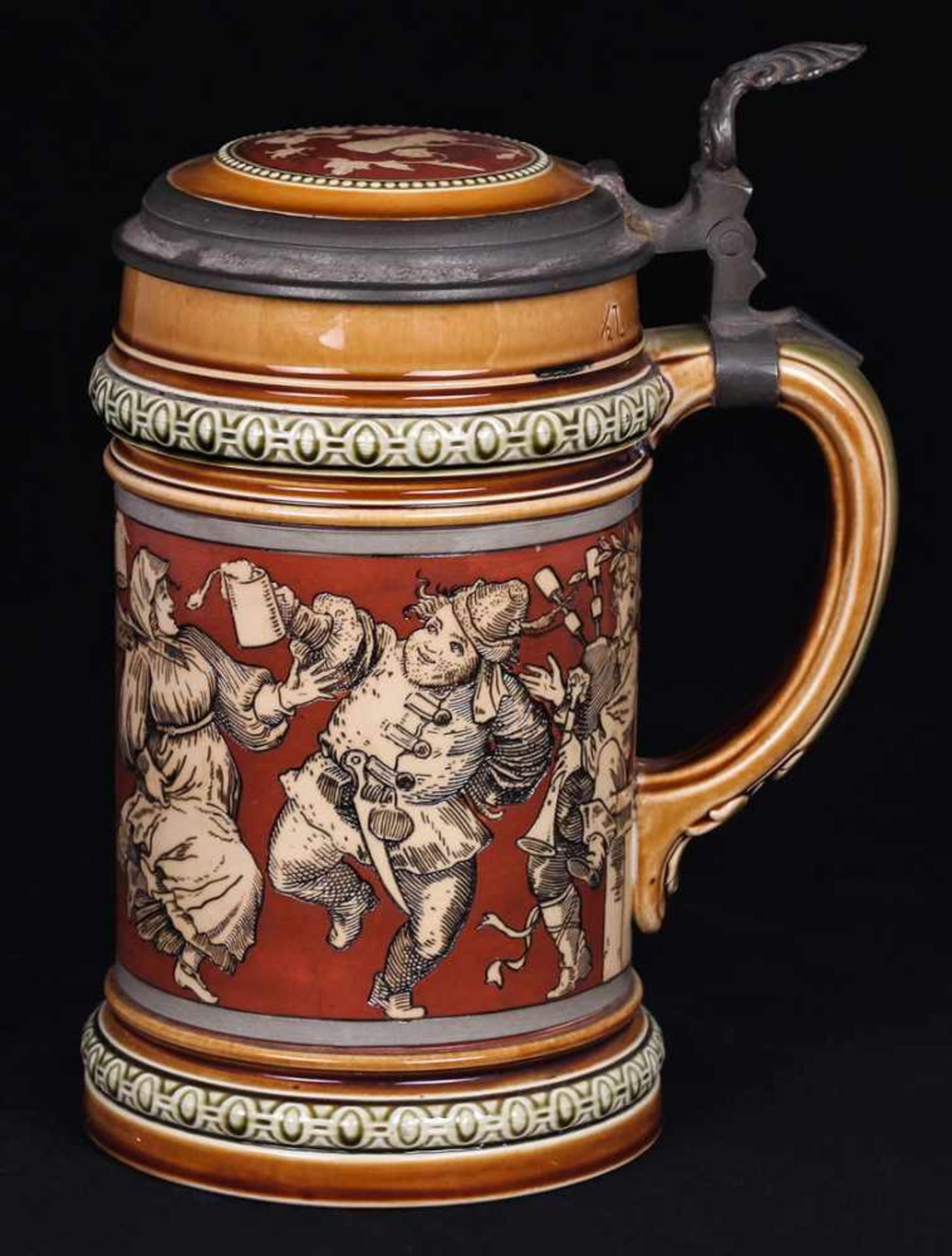 Beer stein &quot;Peasant dances&quot;. Germany. VilleroyBoch. 1897. - Bild 2 aus 4