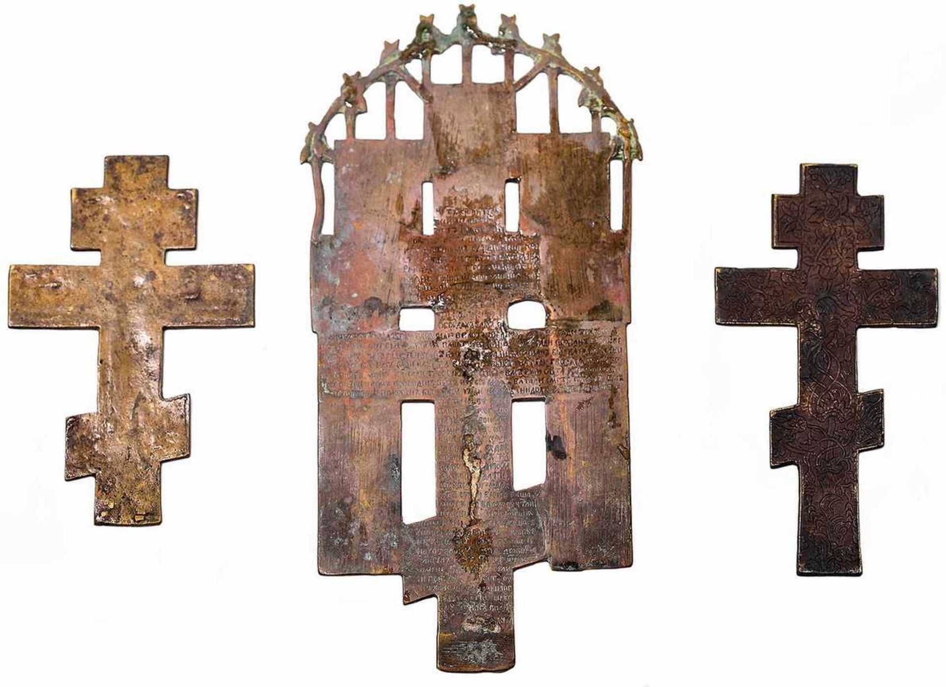 [Russian]. Three brass crucifix. - 19th century. - Bild 2 aus 2