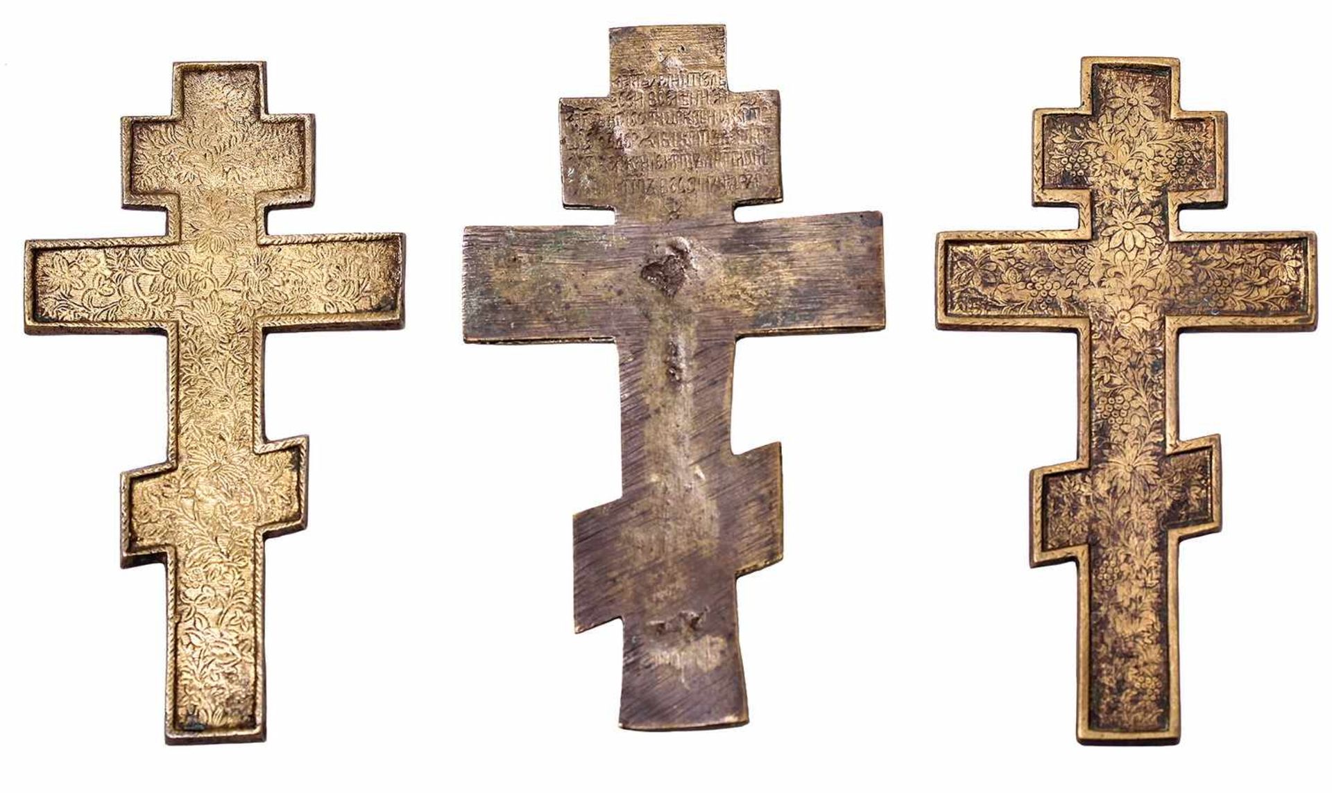 [Russian]. Three brass crucifix. - 19th century. - Bild 2 aus 2