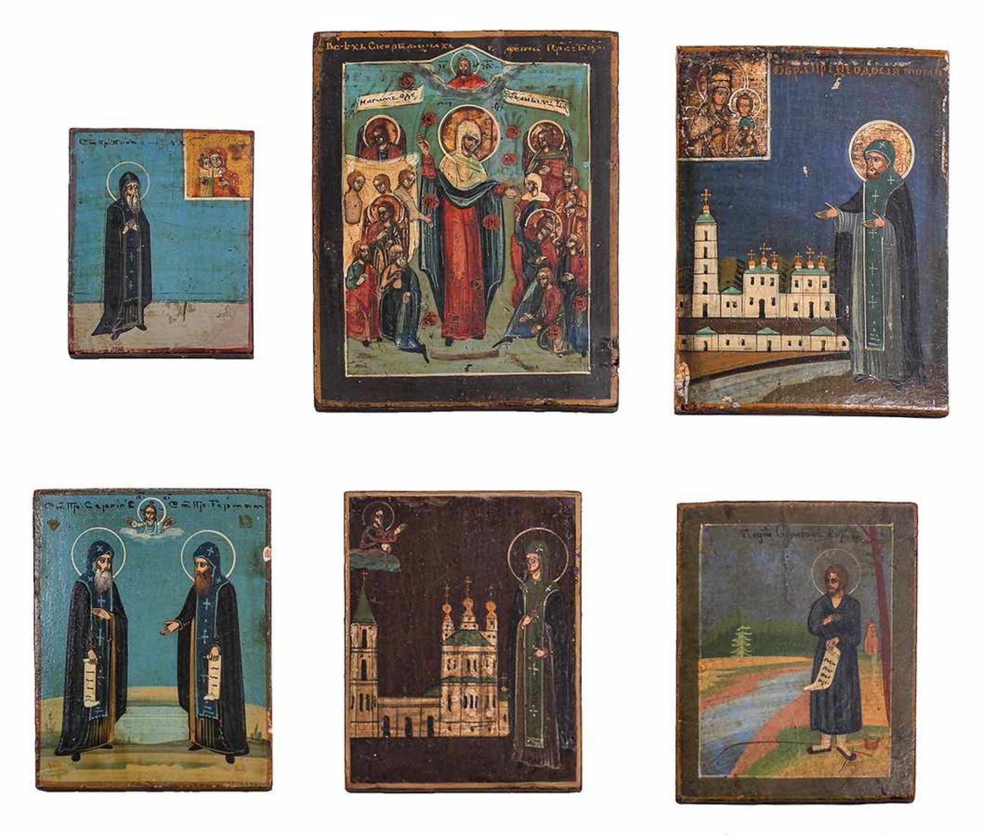 Six small russian icons. - 19th century.