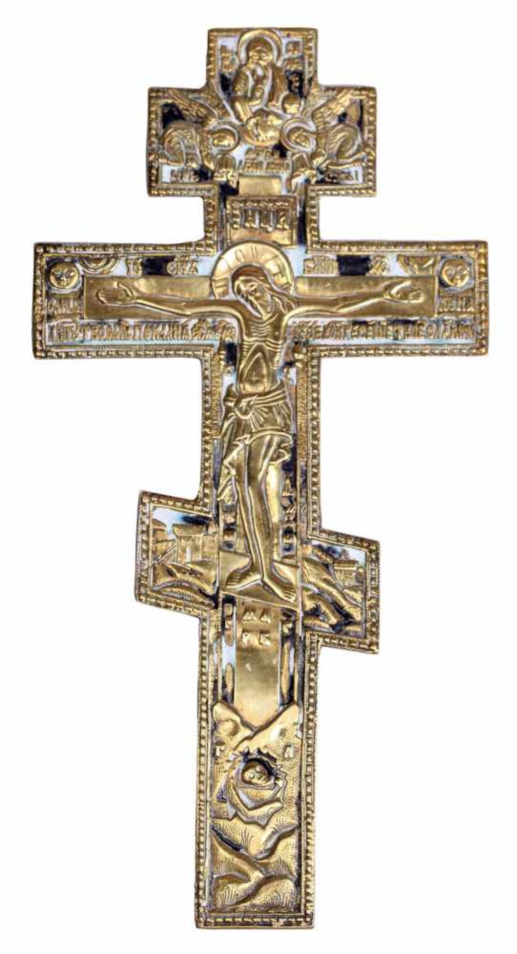 [Russian]. A brass crucifix. - 19th century. - 27x13,5x0,3 cm.