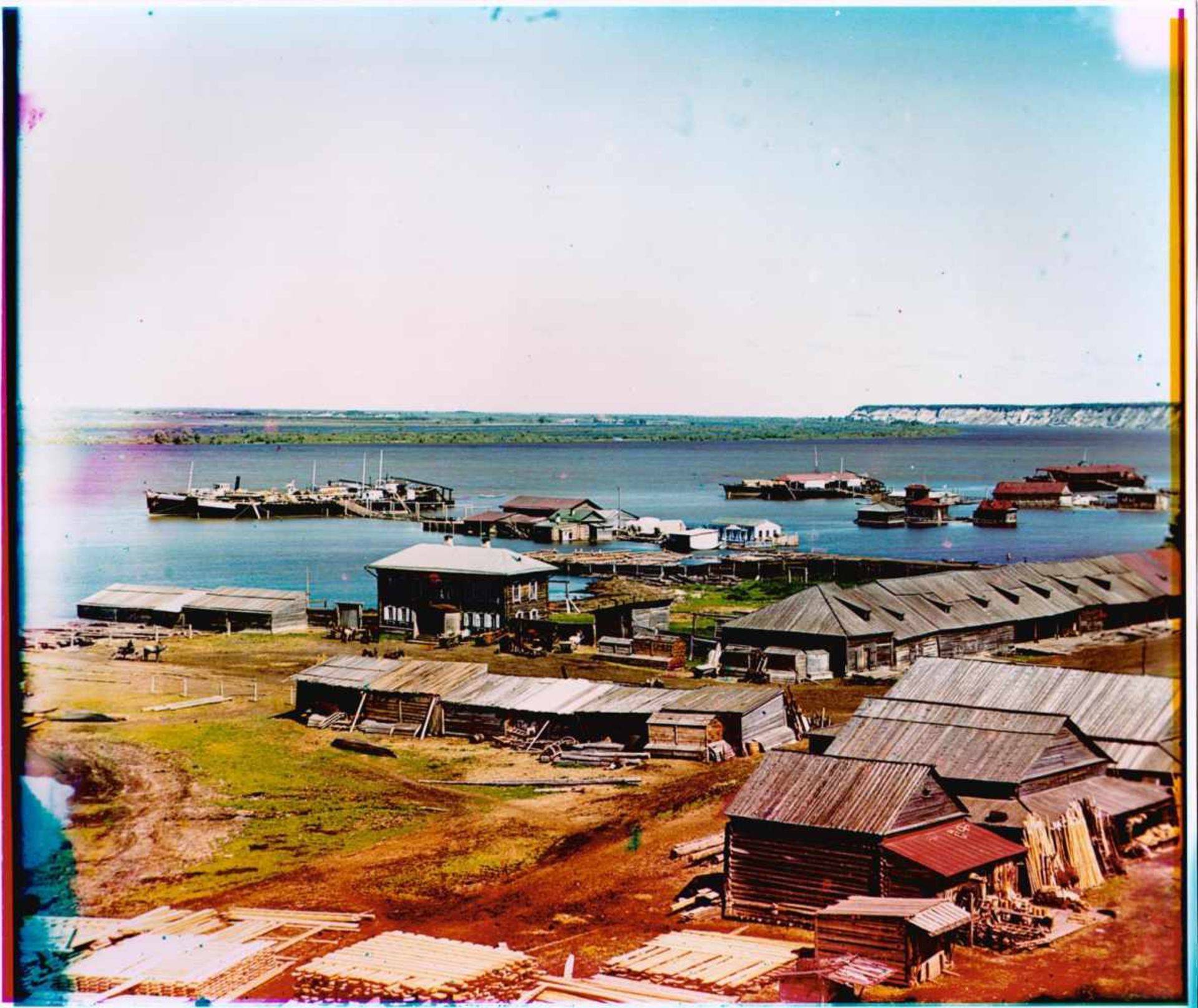 [Russian Empire]. Prokudin-Gorsky, S.M. &quot;Piers on Irtysh River. Tobolsk&quot;. - [1912].