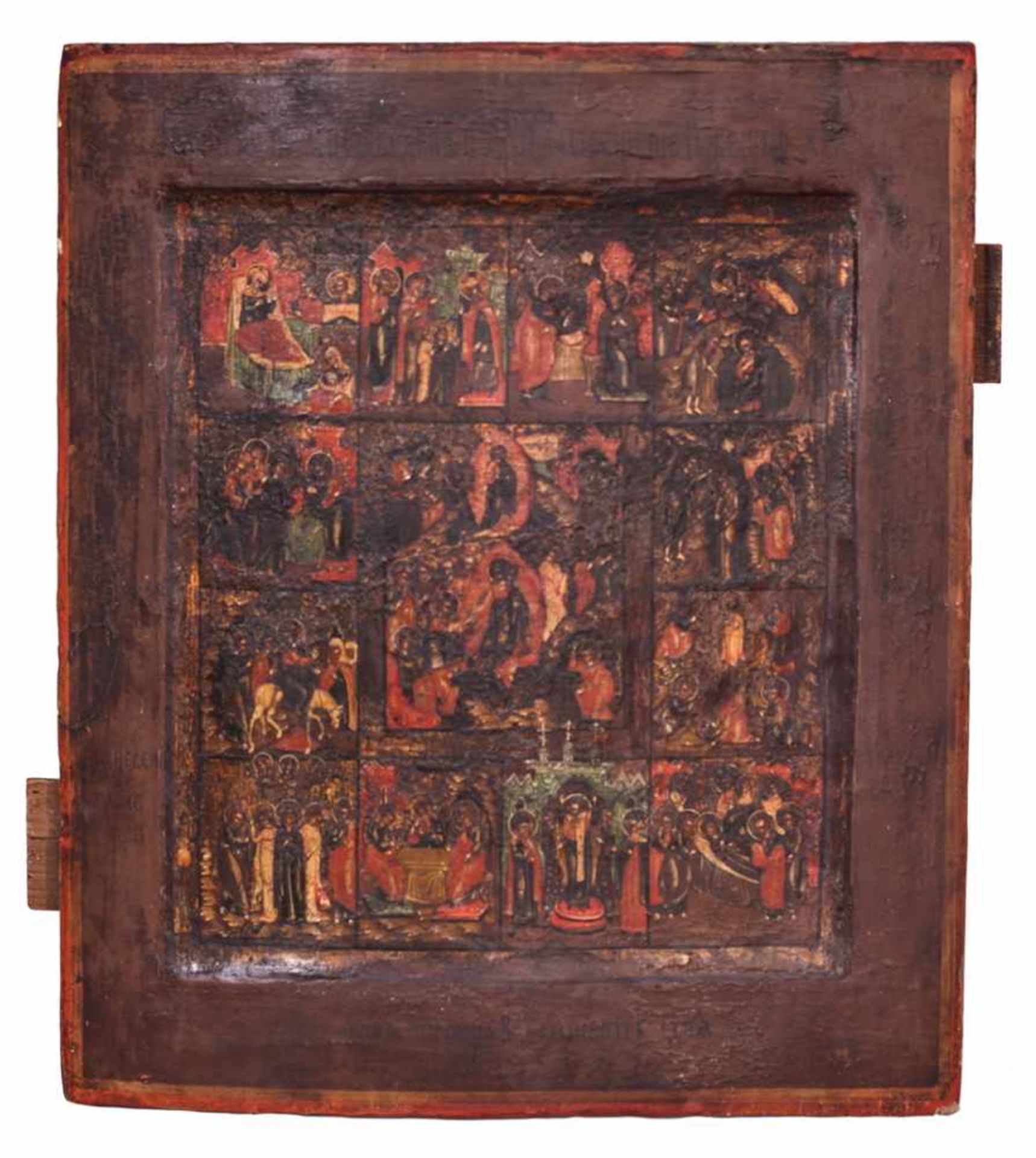 Russian icon ''Twelve major liturgical feast&quot;. - 19th century. - 35,5x30,5 cm.