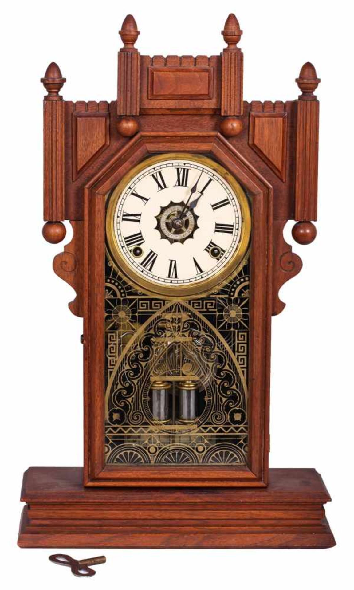 Mantel clock with mercury pendulum. 19th century.