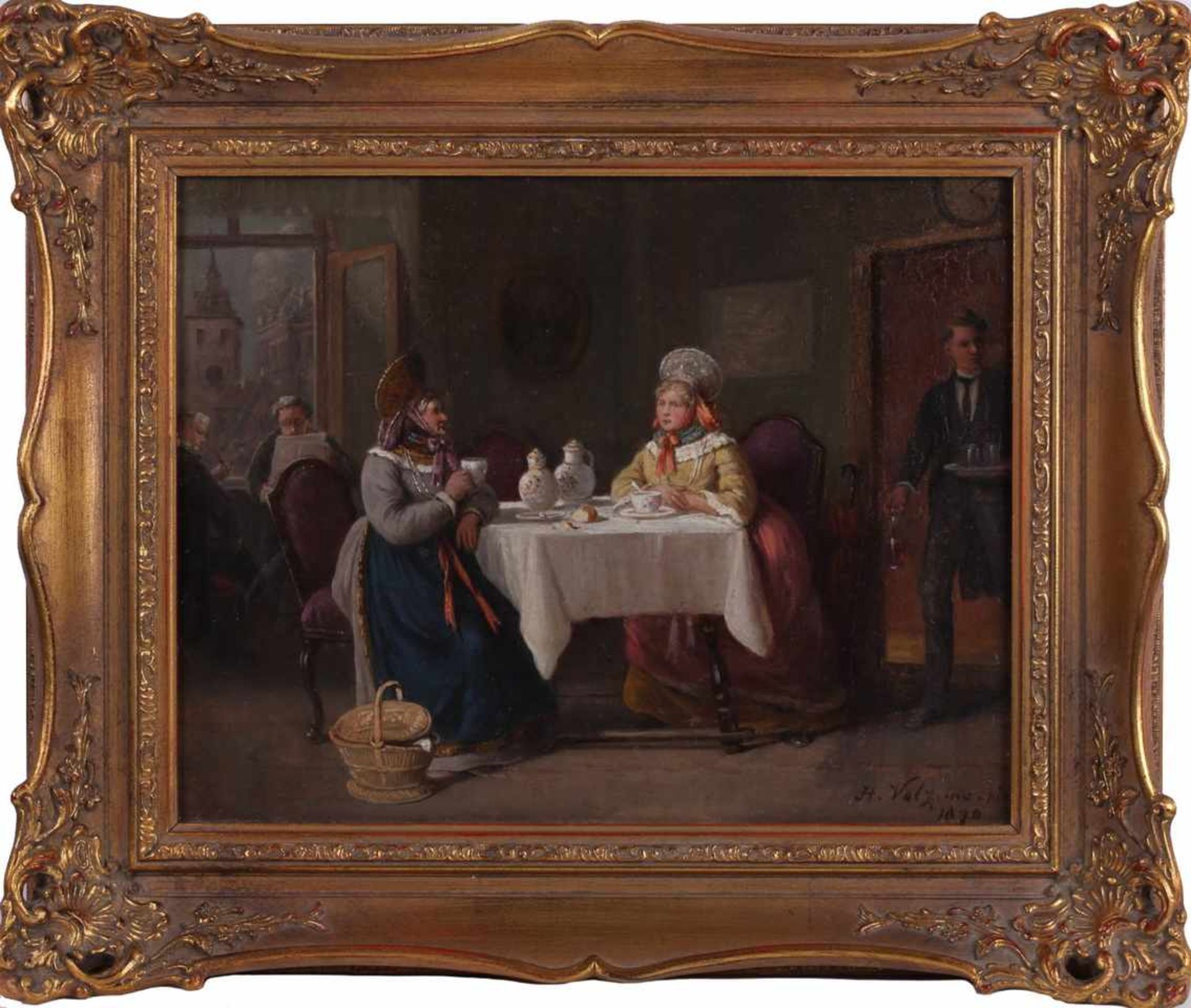 Hermann Volz (1814-1894). Genre scenes &quot;At tea&quot;. - Image 2 of 3