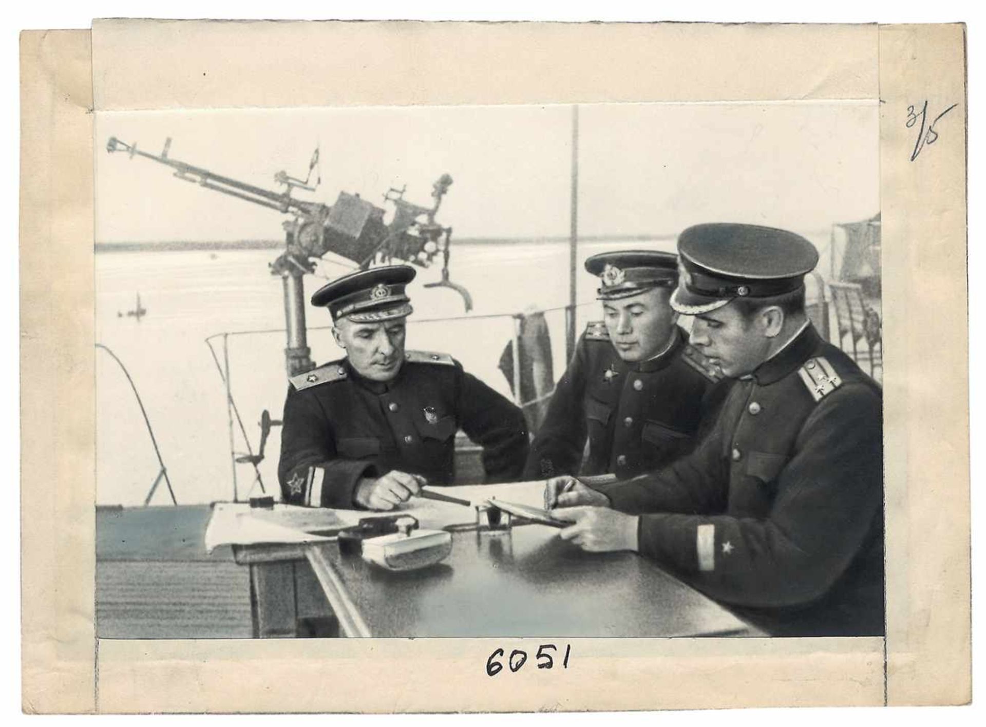 [Soviet]. Photograph "Military Council of Volga fleet". 1943. Original print. - 11x16 cm. - Bild 2 aus 3