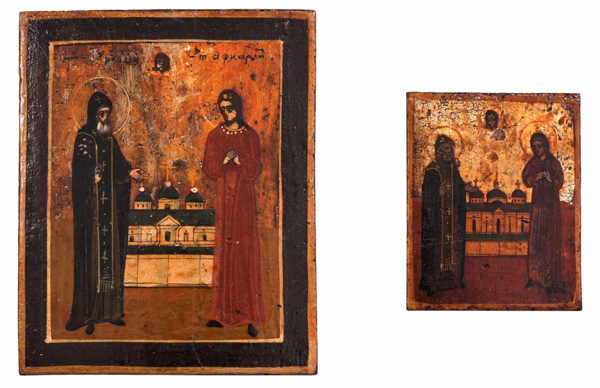 Two russian icons &quot;St. Arkadius Viazemsky and Novotorjsky&quot;. - 19th century.
