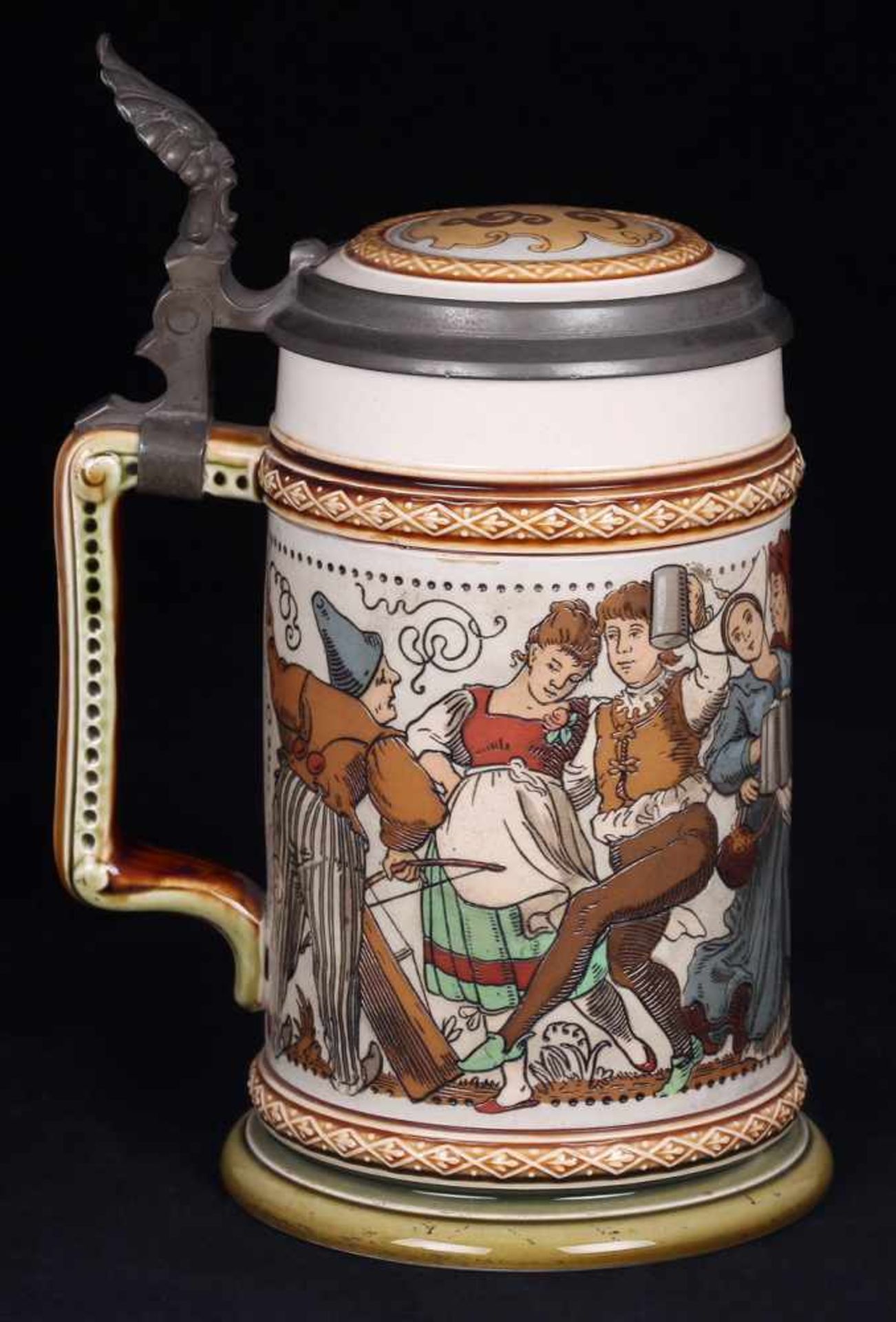 Beer stein &quot;Strolling musicians&quot;. Germany. VilleroyBoch. 1900. - Bild 2 aus 4