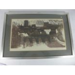 TWO FRAMED PRINTS - NORMAN WADE (BRITISH, 20TH CENTURY) PRINT OF DURHAM CATHEDRAL AND A SIGNED