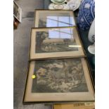 A COLLECTION OF FOUR FRAMED HUNTING PRINTS AND FURTHER PRINT