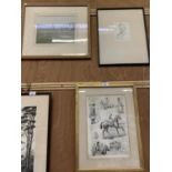 THREE FRAMED PICTURES TO INCLUDE HORSE ENGRAVING