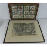 TWO ITEMS - GAME BIRDS CIGARETTE CARDS AND FRAMED 'HOW THE STAFF IS INFORMED' PICTURE