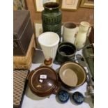 MIXED ITEMS - WEST GERMAN VASE, TREACLE GLAZE POTS ETC