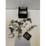 A BOX OF VARIOUS SILVER EARRINGS ETC