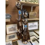 A SET OF THREE WOODEN TALL CAT MODELS/ PLAQUES