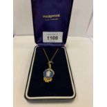 WEDGWOOD BLUE AND WHITE PENDANT NECKLACE CHAIN , BOXED