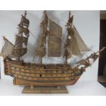 A LARGE SHIP MODEL OF THE HMS VICTORY, LENGTH 110 CM, HEIGHT 89 CM