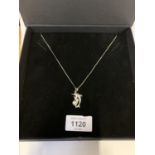 A SILVER DOLPHIN AND PEARL PENDANT NECKLACE