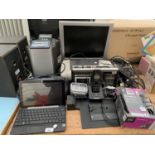 VARIOUS ELECTRICAL ITEMS TO INCLUDE LAPTOP, SCREEN, RADIO CASSETTE, PHONE, CLOCK ETC