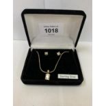 A STERLING SILVER NECKLACE AND EARRINGS SET, BOXED