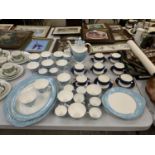 A ROYAL DOULTON PART DINNER SET TOGETHER WITH COALPORT CUPS AND SAUCERS