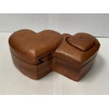 A WOODEN HEART DESIGN TRINKET BOX