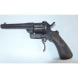 A SIX SHOT PIN FIRE REVOLVER 10 CM BARREL