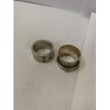 TWO THICK SILVER BAND RINGS