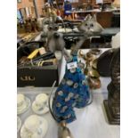 TWO LARGE METAL DESIGNER CAT AND DOG FIGURES