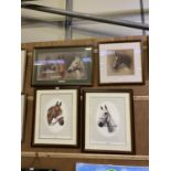 FOUR FRAMED HORSE PRINTS, TWO PENCIL SIGNED LIMITED EDITION EXAMPLES ETC