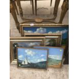 FIVE VARIOUS FRAMED OIL PAINTINGS OF COASTAL AND COUNTRY SCENES