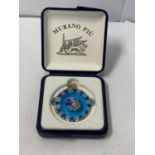 A BOXED SILVER MURANO GLASS CHARM/PENDANT