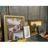 A COLLECTION OF ASSORTED PICTURES AND PRINTS TO INCLUDE GILT FRAMED EXAMPLES