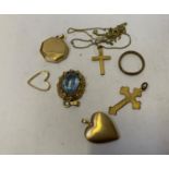 A COLLECTION OF CHARMS TOGETHER WITH NECKLACE TO INCLUDE ROLLED GOLD EXAMPLES ETC