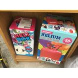 TWO HELIUM BALLOON BOXES ONE INFLATES 50 AND ONE INFLATES 30