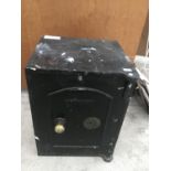 A 'J HULL MAKER 44 UNDERWOOD STREET MILE END LONDON' SAFE WITH TWO KEYS (IN OFFICE)