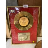 A FRAMED AND MOUNTED RARE GOLD SINGLE OF 'DUB BE GOOD TO ME' PRODUCED BY NORMAL COOK PRESENTED IN